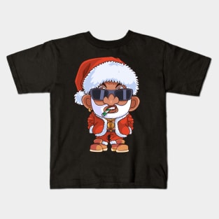 Black Santa Claus Gangster Christmas Kids T-Shirt